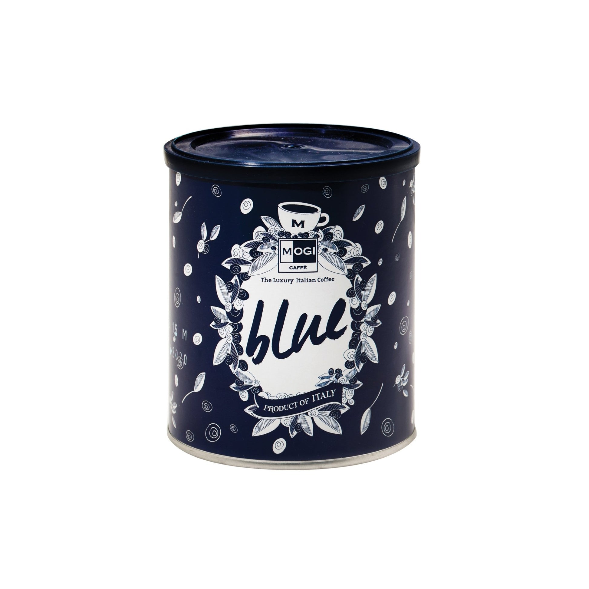 Blue ground coffee for moka pot – premium blend by MOGI with smooth and velvety taste.