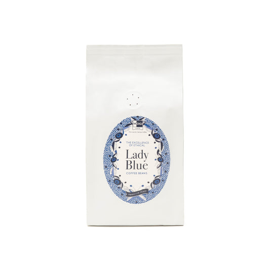 MOGI Lady Blue Beans organic Guatemalan whole coffee beans pack – sustainable female cooperative coffee.