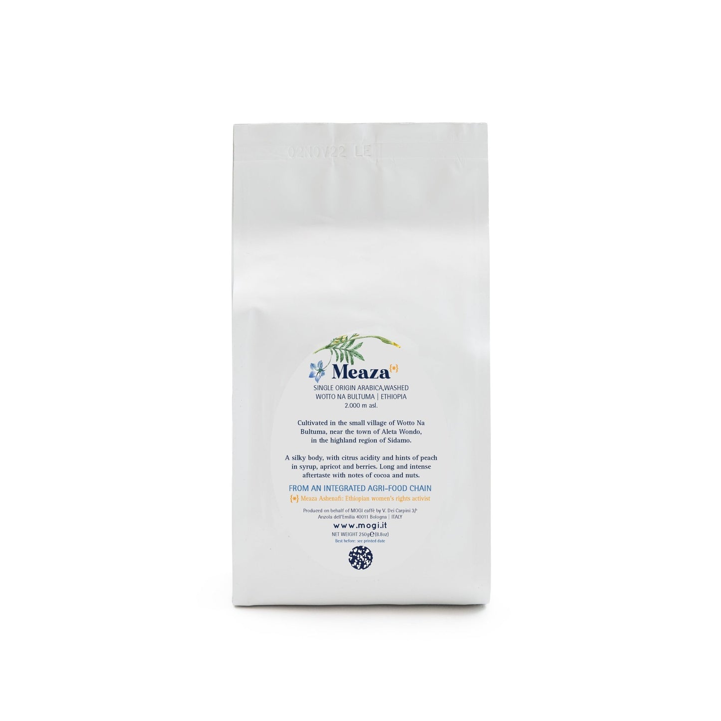 Meaza Drip ground coffee packaging – premium Ethiopian Arabica coffee for drip brewing.