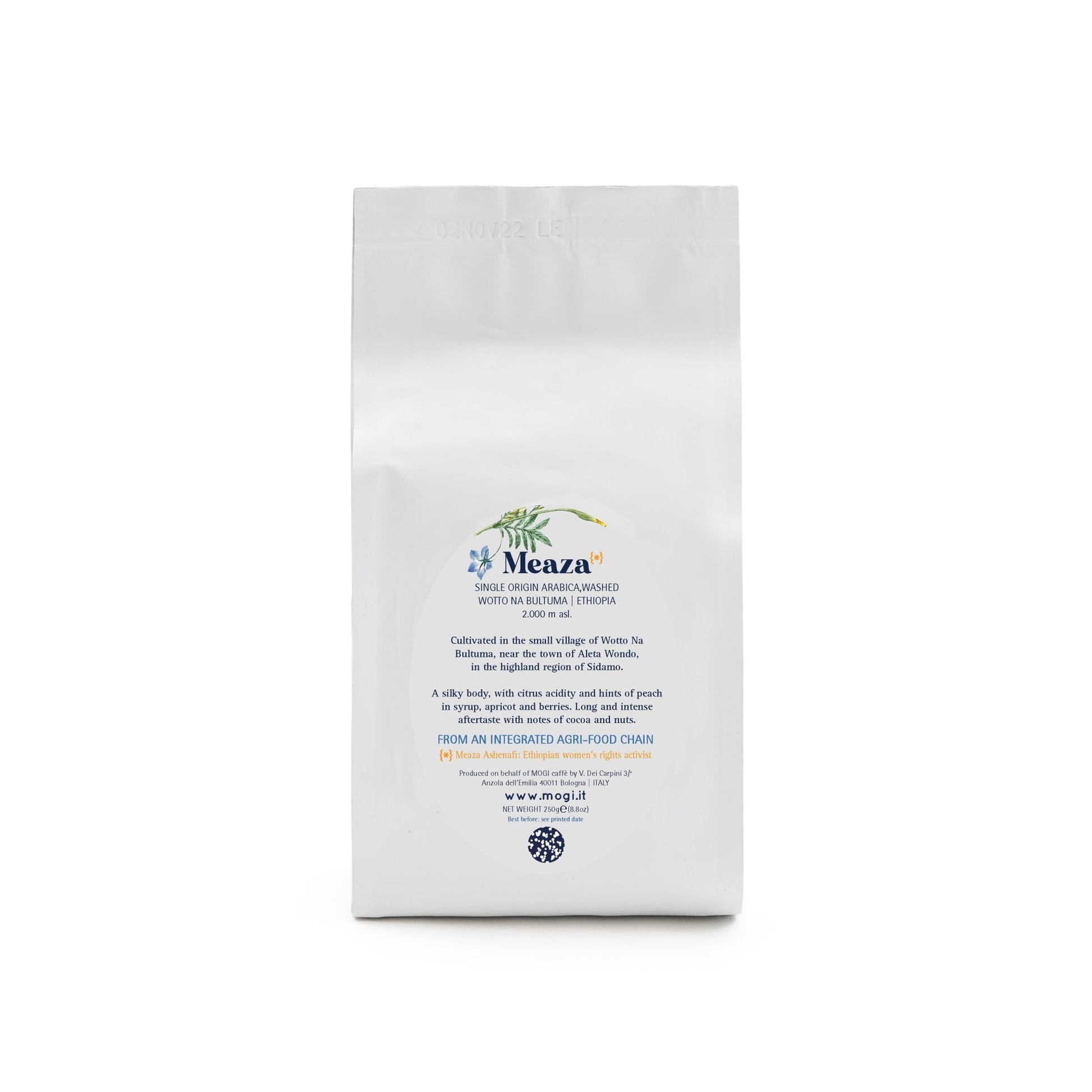 Meaza Drip ground coffee packaging – premium Ethiopian Arabica coffee for drip brewing.