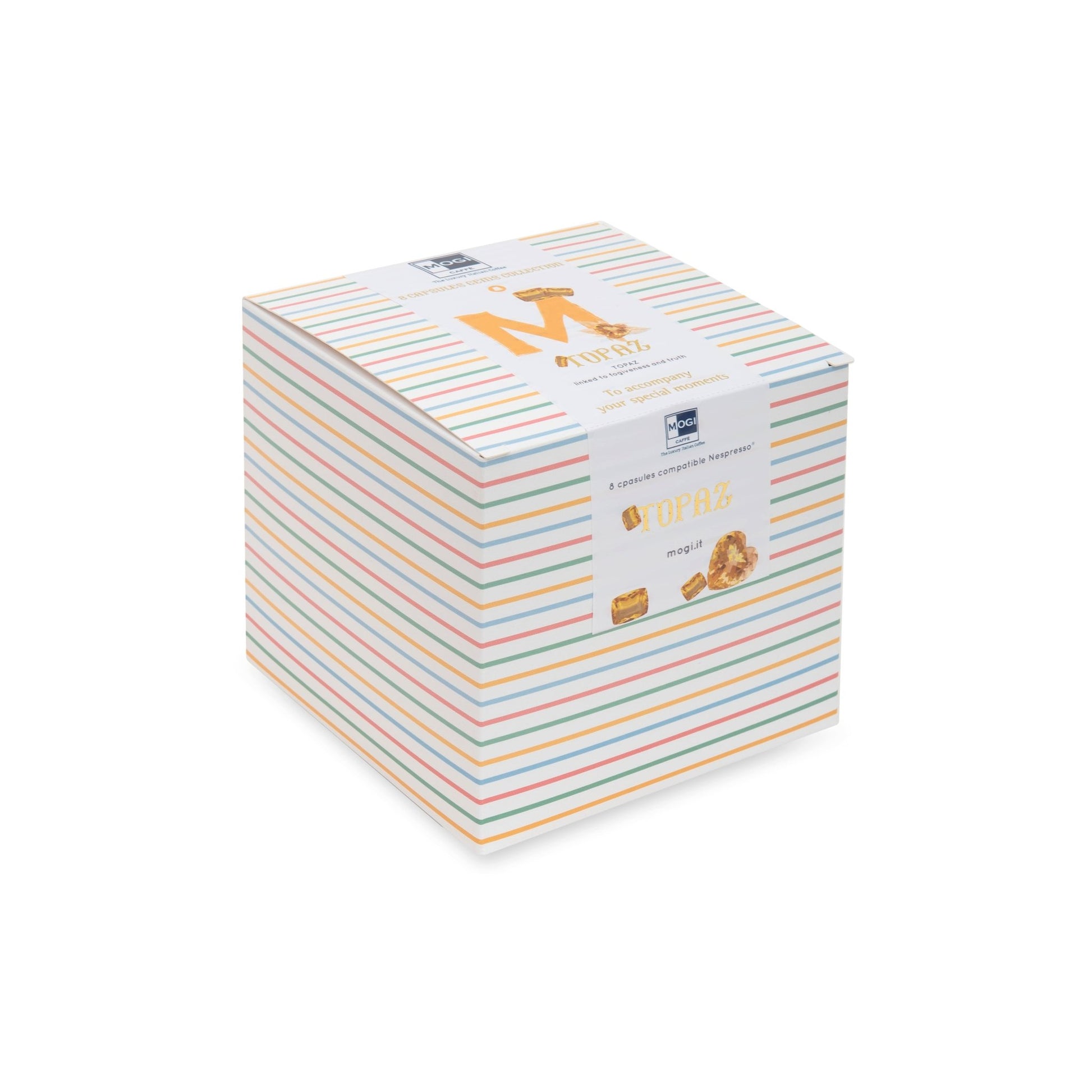 Topaz Box 8 coffee capsules pack – Nespresso compatible Arabica and Robusta espresso blend by MOGI.