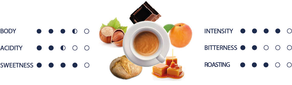 Organolpetic values of Jade coffee capsules in english.