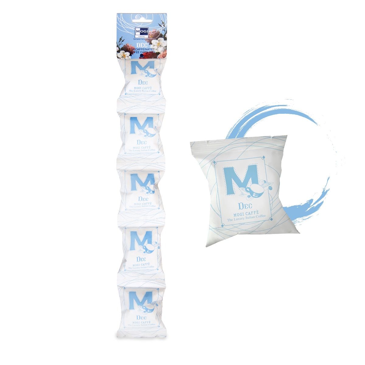 Dec Strings coffee capsules multipack of 5 – Nespresso compatible decaffeinated espresso capsules by MOGI.