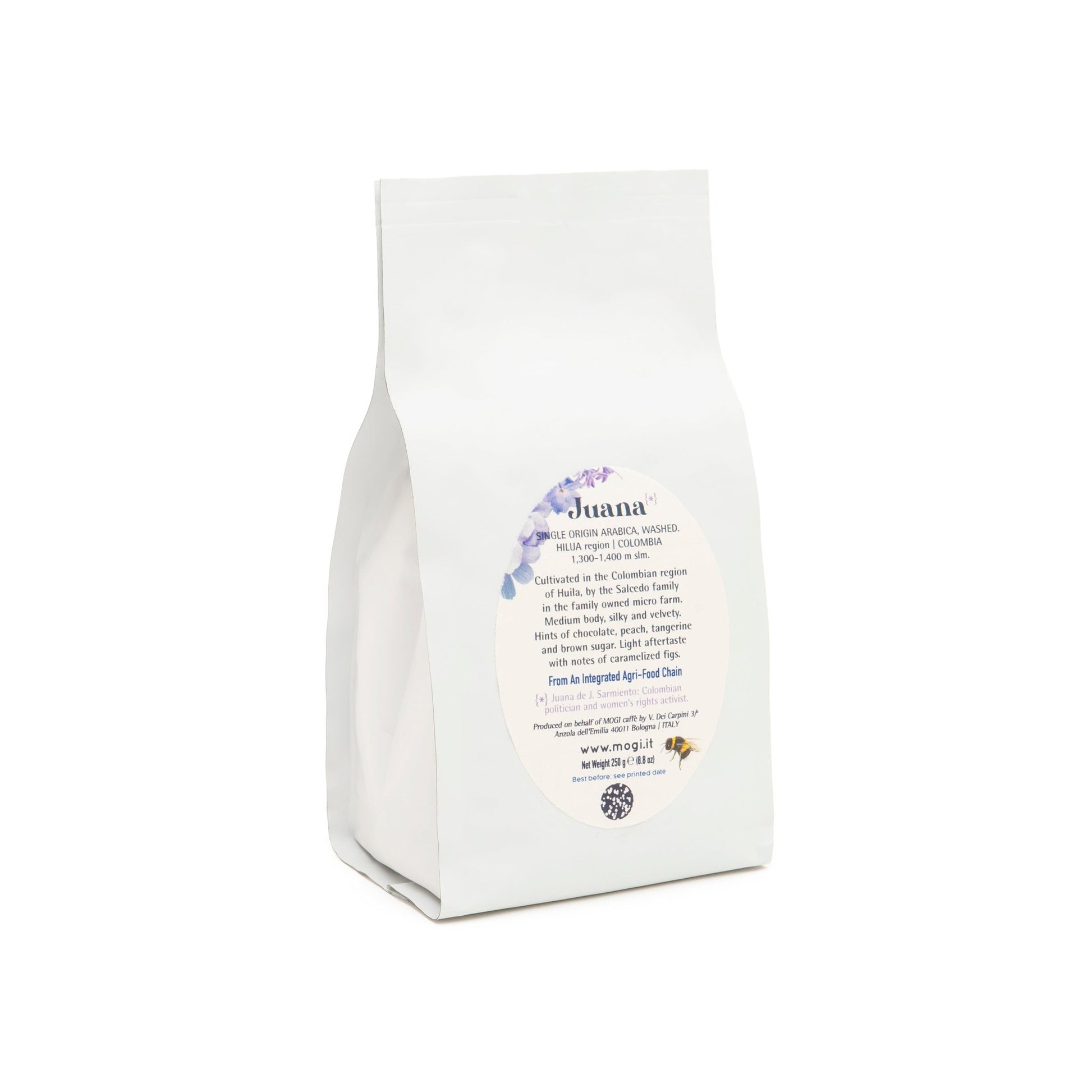 Juana Drip ground coffee packaging – premium Colombian Arabica coffee for drip brewing.