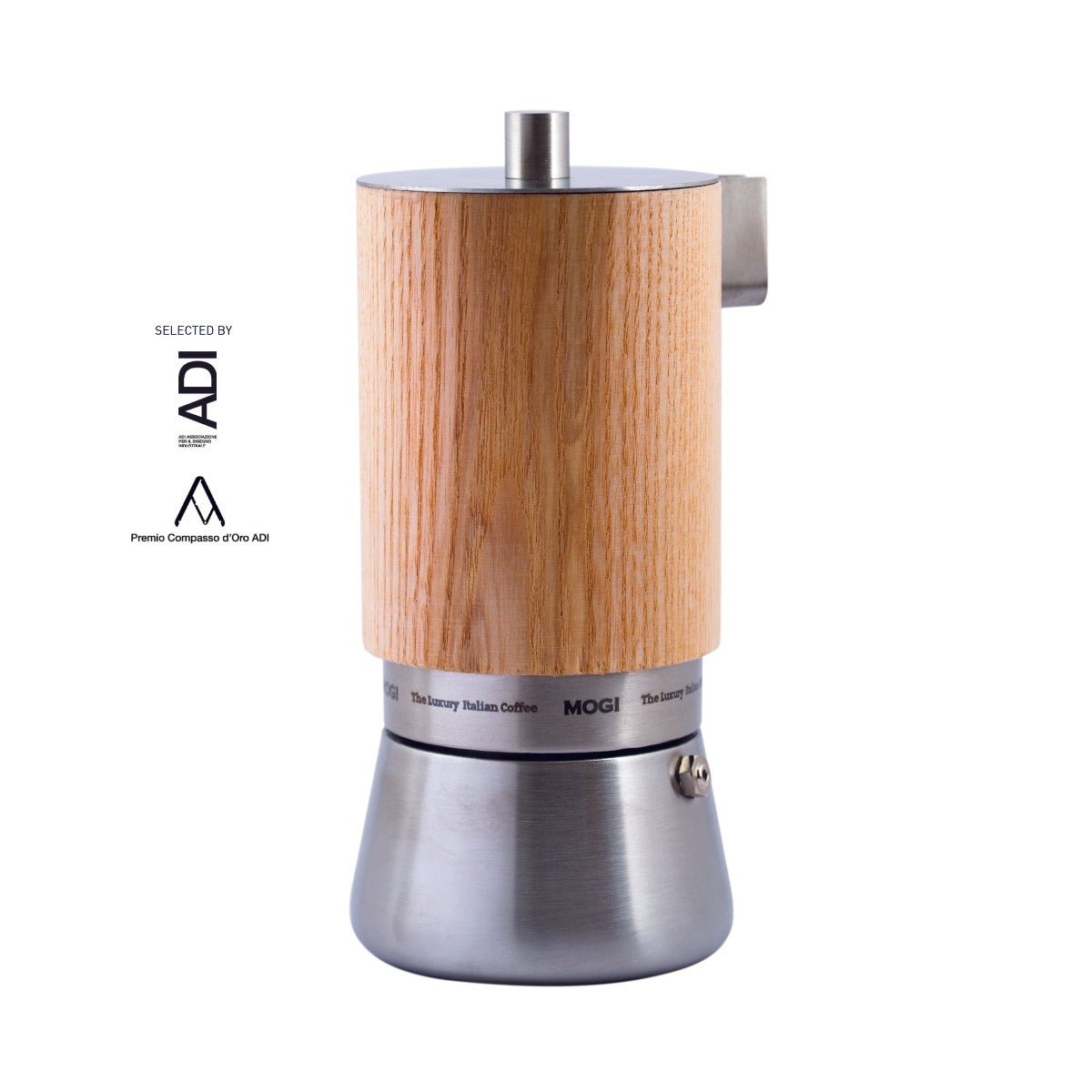 MOGI Moka pot found inside of the MOGI blue luxury box.