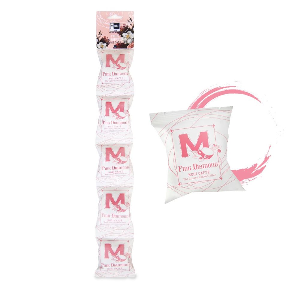 Pink Diamond String coffee capsules pack – 5 capsules Nespresso compatible 100% Arabica by MOGI.
