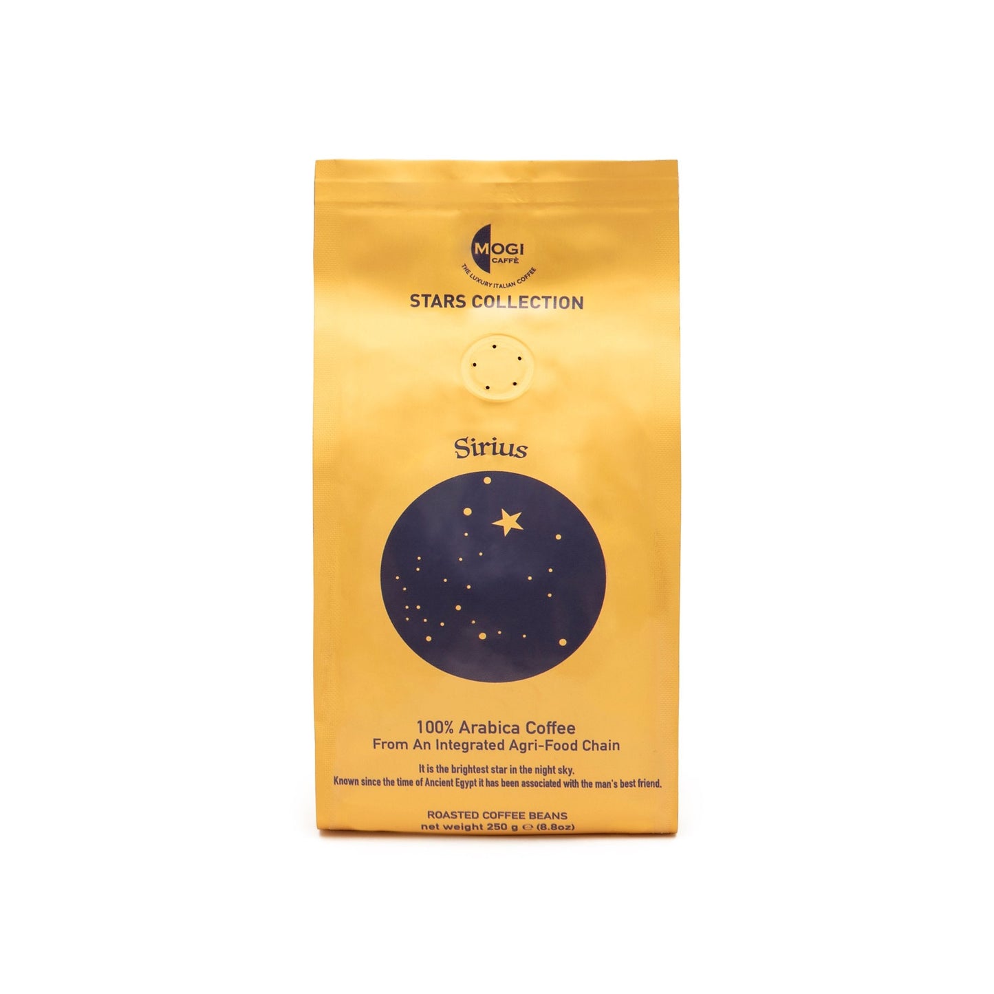 MOGI Sirius Beans 100% Arabica coffee beans pack – sustainable aromatic blend from India Colombia Guatemala.