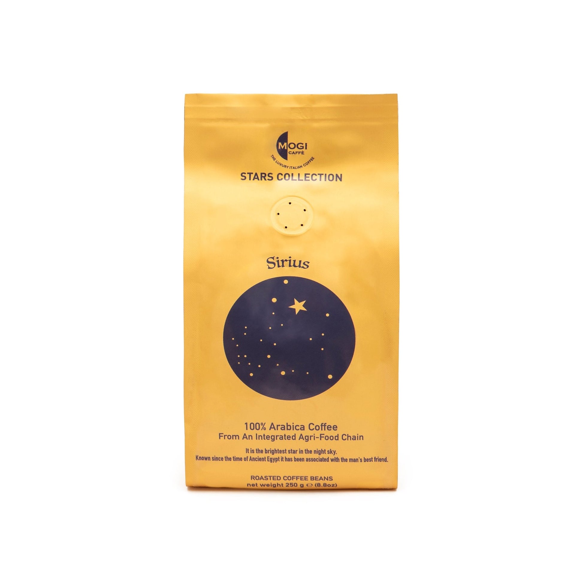 MOGI Sirius Beans 100% Arabica coffee beans pack – sustainable aromatic blend from India Colombia Guatemala.